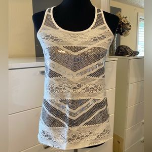 White Tank w/ Silver Sequins